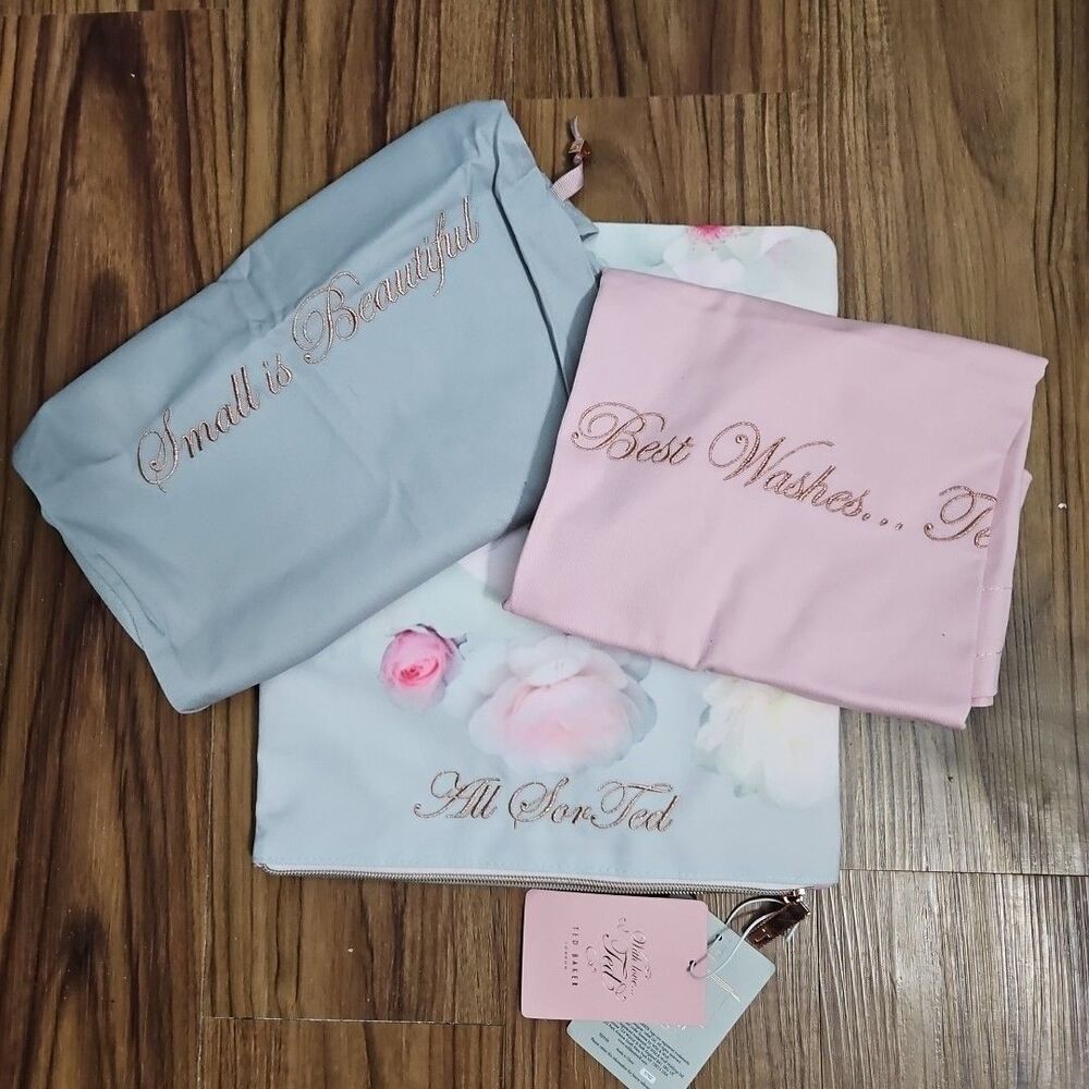 Ted Baker set Of three ALL SOR TED Laundry Bags New Pink Gray